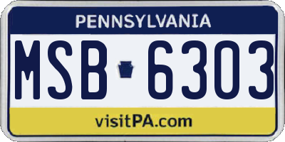 PA license plate MSB6303