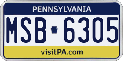 PA license plate MSB6305