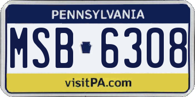 PA license plate MSB6308