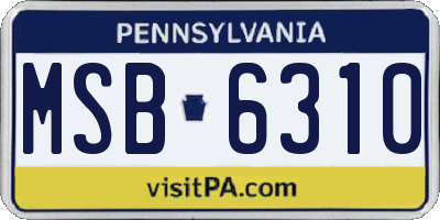 PA license plate MSB6310