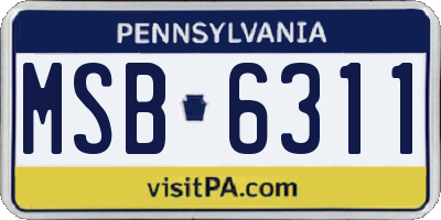 PA license plate MSB6311