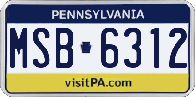 PA license plate MSB6312