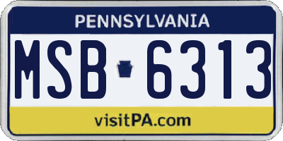 PA license plate MSB6313