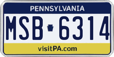 PA license plate MSB6314