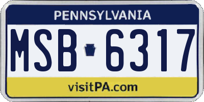 PA license plate MSB6317