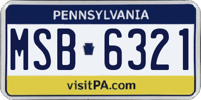 PA license plate MSB6321