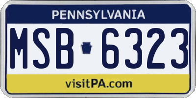 PA license plate MSB6323