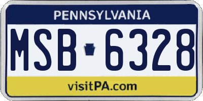 PA license plate MSB6328