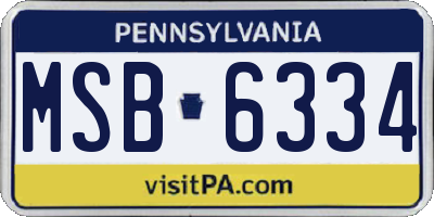PA license plate MSB6334