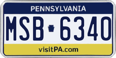 PA license plate MSB6340