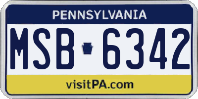 PA license plate MSB6342