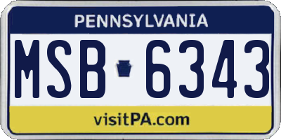 PA license plate MSB6343