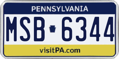PA license plate MSB6344