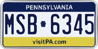PA license plate MSB6345