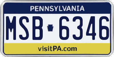 PA license plate MSB6346