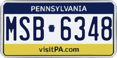 PA license plate MSB6348