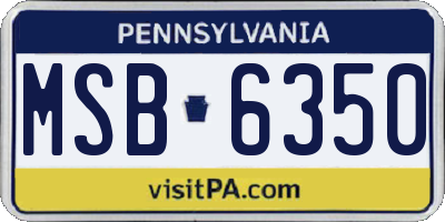PA license plate MSB6350
