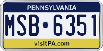 PA license plate MSB6351