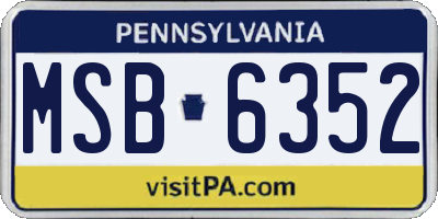 PA license plate MSB6352