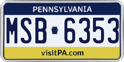 PA license plate MSB6353