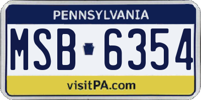 PA license plate MSB6354
