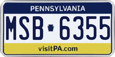 PA license plate MSB6355