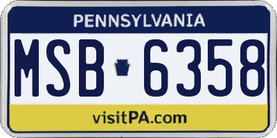 PA license plate MSB6358