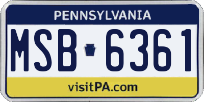 PA license plate MSB6361