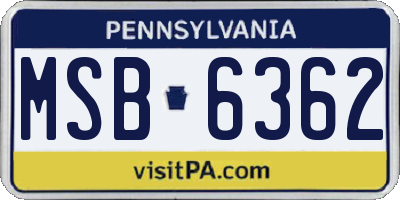 PA license plate MSB6362