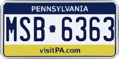 PA license plate MSB6363