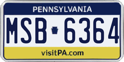 PA license plate MSB6364