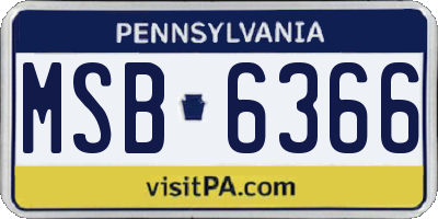 PA license plate MSB6366