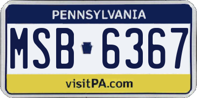 PA license plate MSB6367