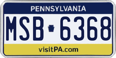 PA license plate MSB6368