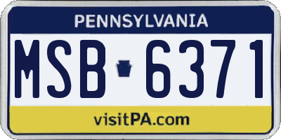 PA license plate MSB6371