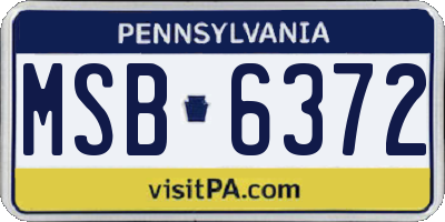 PA license plate MSB6372