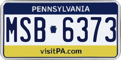 PA license plate MSB6373