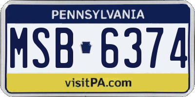 PA license plate MSB6374