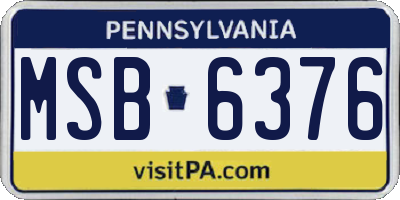 PA license plate MSB6376