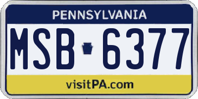 PA license plate MSB6377