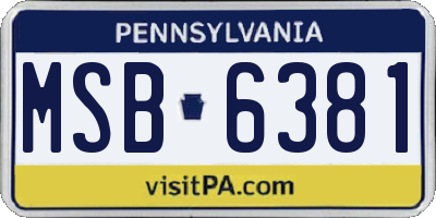 PA license plate MSB6381