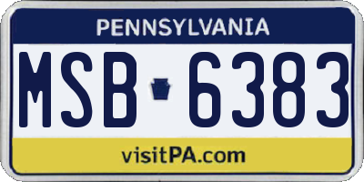 PA license plate MSB6383