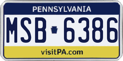 PA license plate MSB6386
