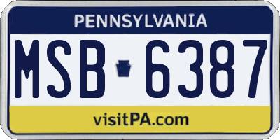 PA license plate MSB6387