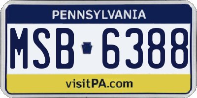PA license plate MSB6388