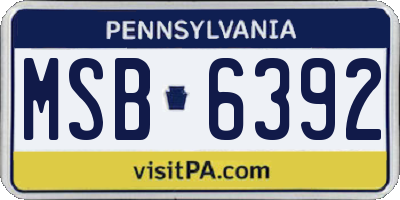 PA license plate MSB6392