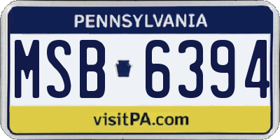 PA license plate MSB6394