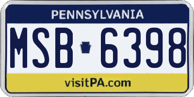 PA license plate MSB6398
