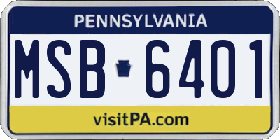 PA license plate MSB6401
