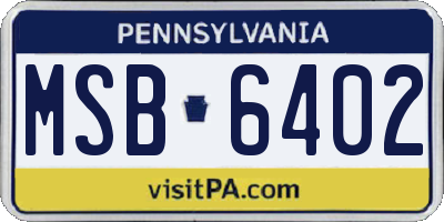 PA license plate MSB6402